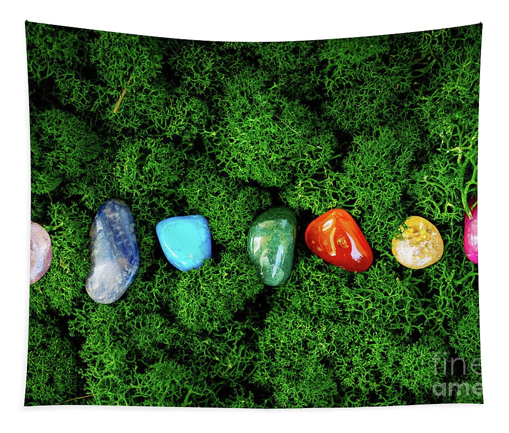 Aura Tapestry featuring the photograph Chakra Crystals by Anastasy Yarmolovich