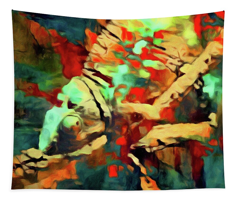 Chamaeleon Tapestry featuring the painting Chameleon of Karma by Susan Maxwell Schmidt