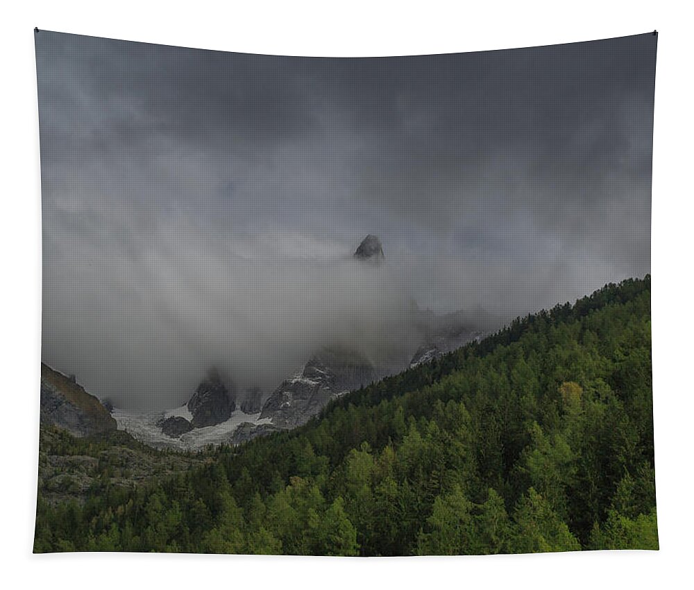 Chamonix Tapestry featuring the photograph Chamonix countryside with Mont Blanc by Andrew Lalchan