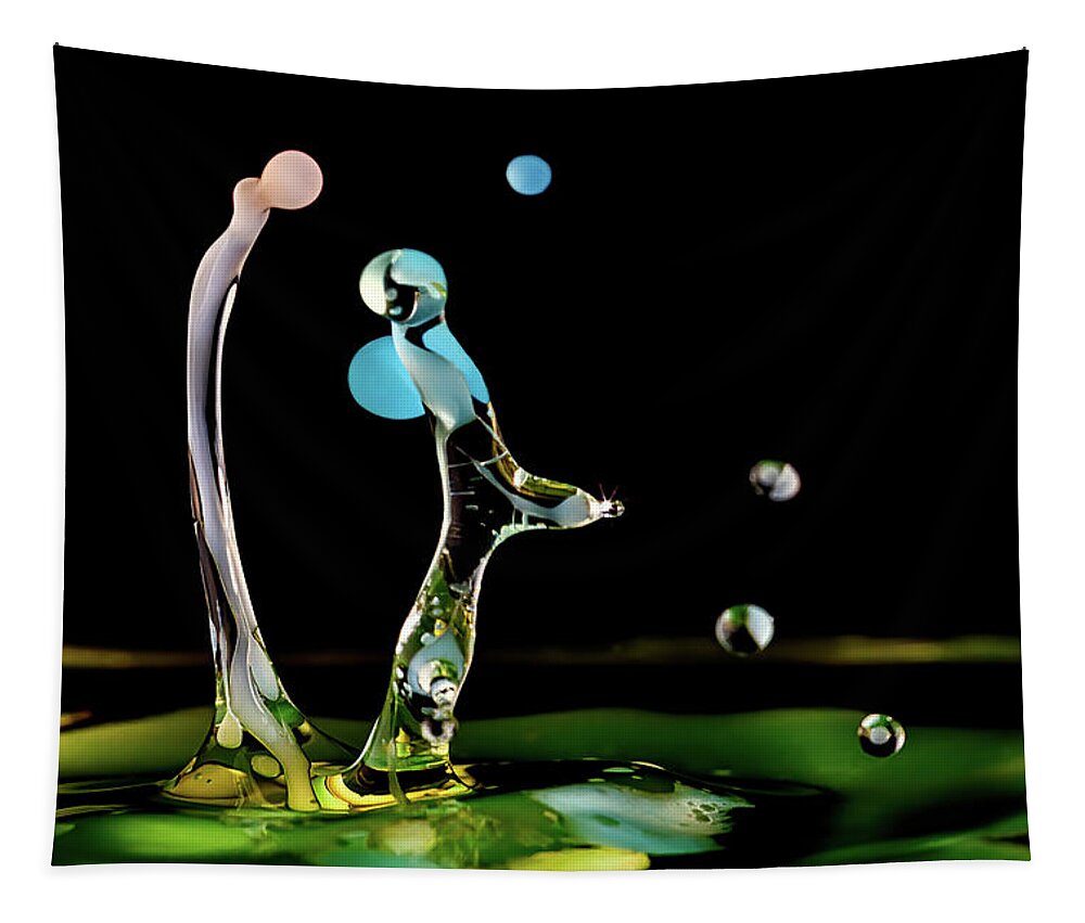 Water Drop Collision Tapestry featuring the photograph Chance Encounter by Michael McKenney