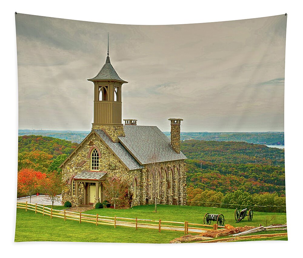 Chapel Tapestry featuring the photograph Chapel of the Ozarks by Linda Shannon Morgan