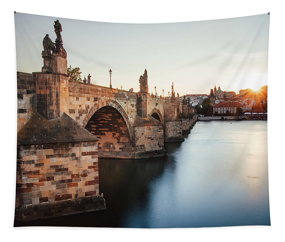 Castle Tapestry featuring the photograph Charles bridge in Prague, czech republic. by Vaclav Sonnek