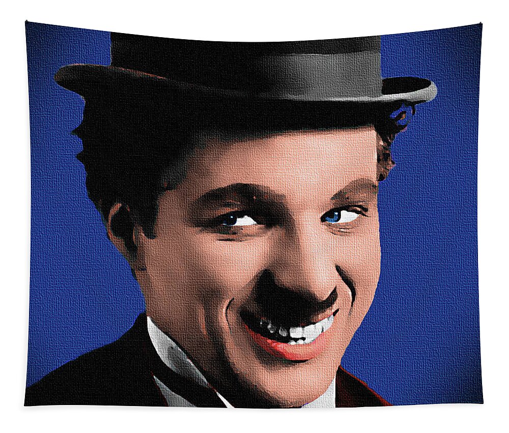 Charlie Chaplin Tapestry featuring the painting Charlie Chaplin 2 by Movie World Posters