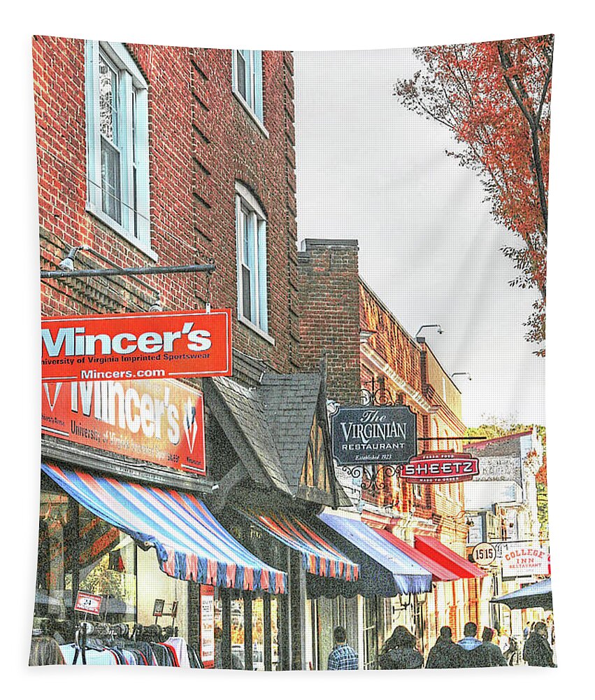 Vmi Tapestry featuring the photograph Charlottesville VA Virginia - THE CORNER - UVA - University Of Virginia by Dave Lynch