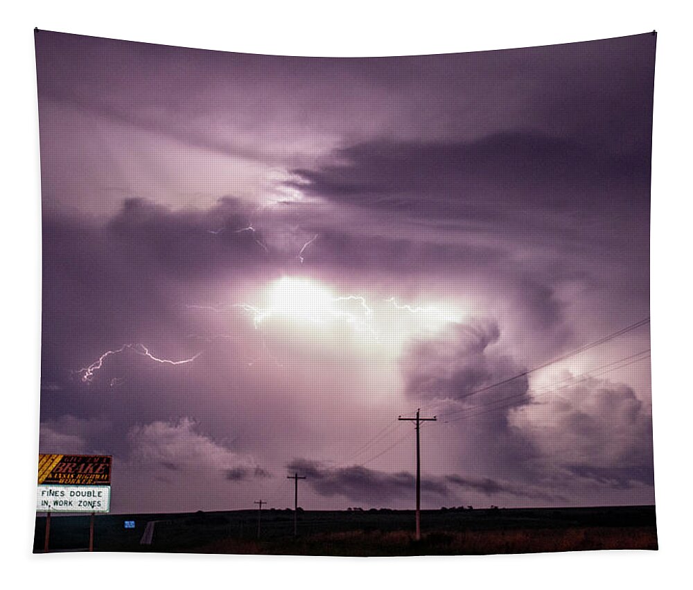 Nebraskasc Tapestry featuring the photograph Chasing Night Tornadoes 003 by Dale Kaminski