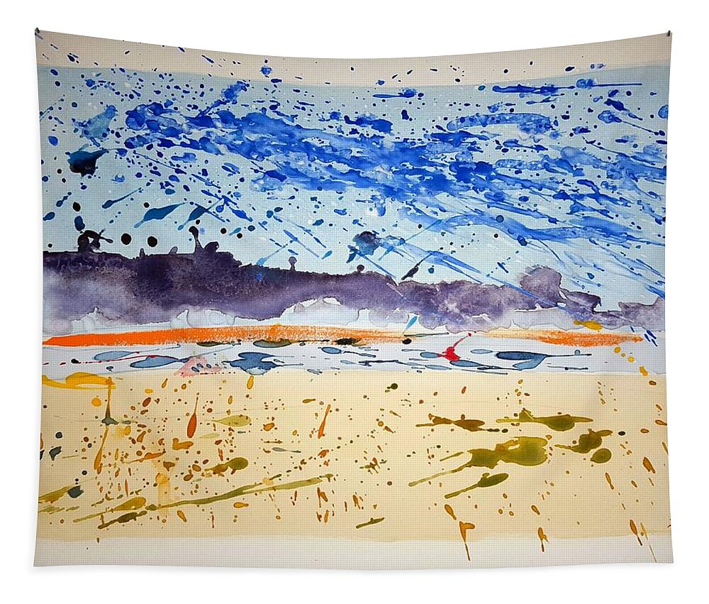 Watercolor Tapestry featuring the painting Chatham Harbor by John Klobucher