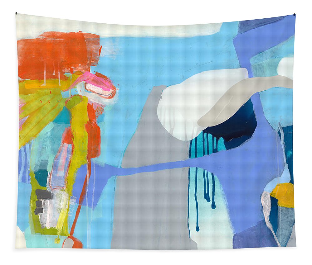 Abstract Tapestry featuring the painting Chatting with the Mirror by Claire Desjardins