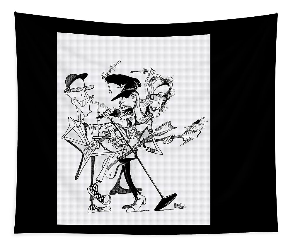 Cheap Tapestry featuring the drawing Cheap Trick by Michael Hopkins