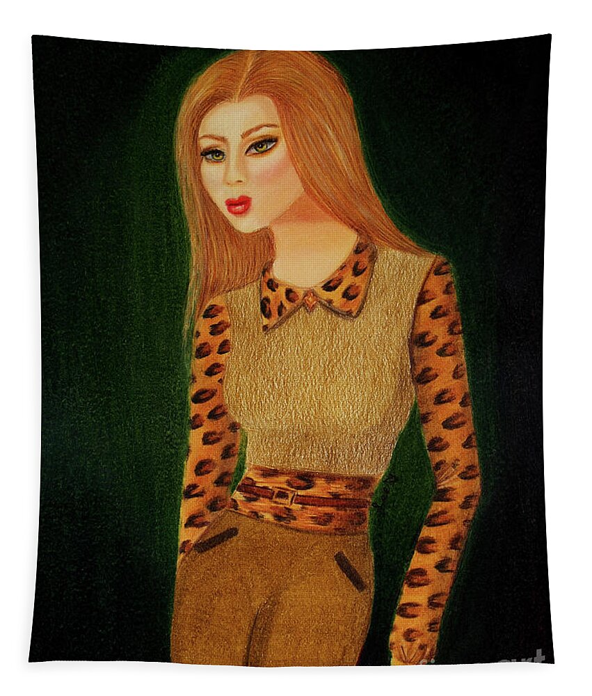 Dorothy Lee Art Tapestry featuring the painting Chelsea Girl Autumn Pants Suit by Dorothy Lee