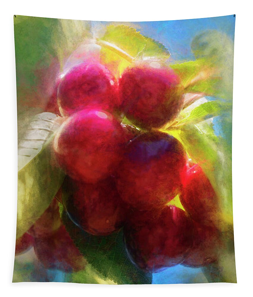 Cherries Tapestry featuring the photograph Cherries by Elaine Teague