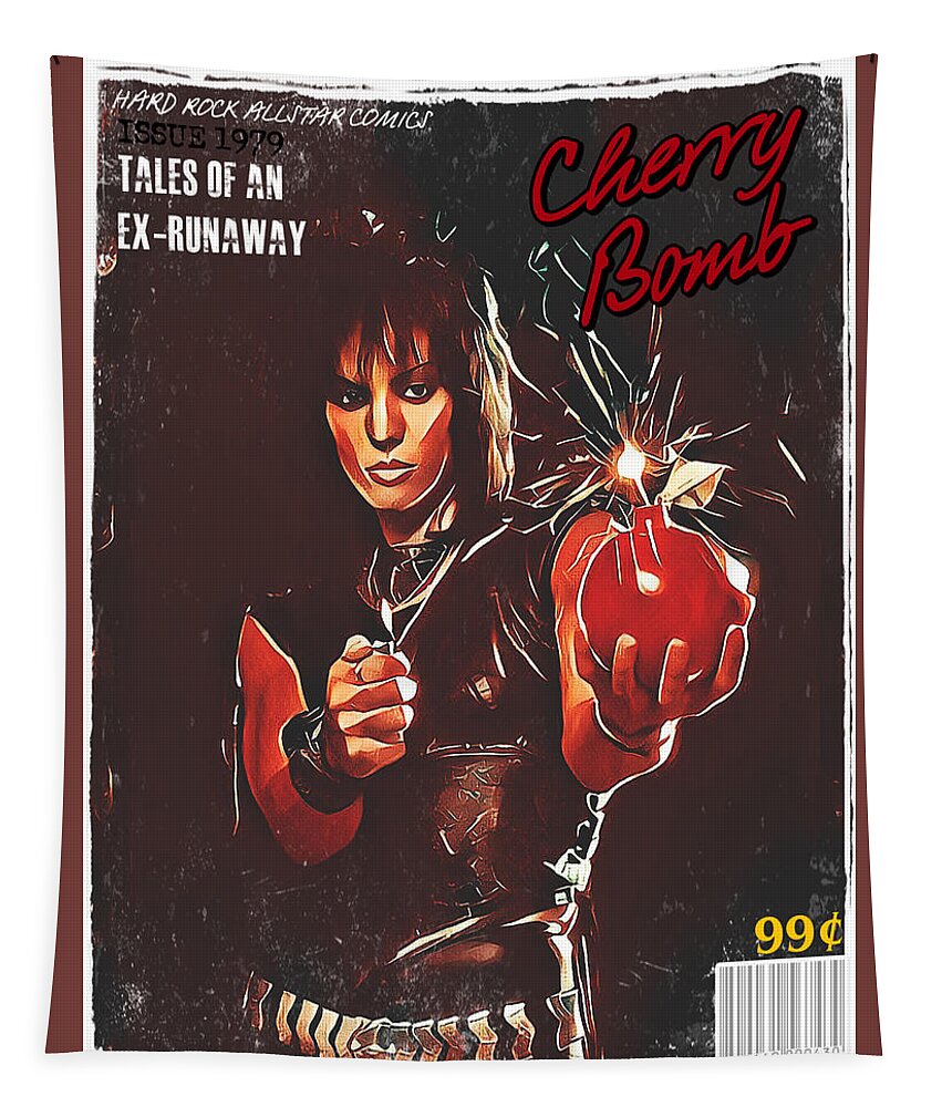 Joan Jett Tapestry featuring the digital art Cherry Bomb Comic Book by Christina Rick