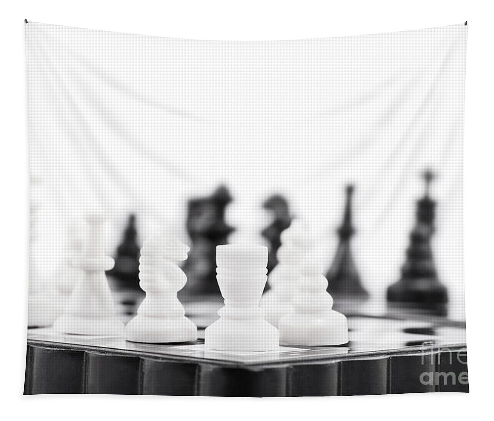 Chess Tapestry featuring the photograph Chess table by Mendelex Photography