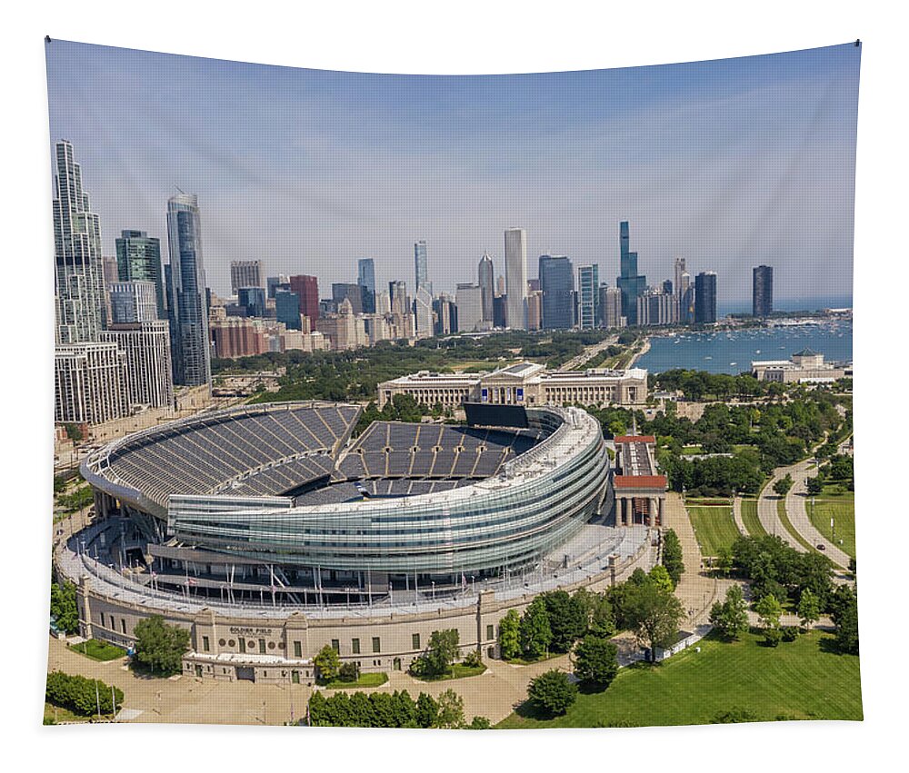 Chicago Tapestry featuring the photograph Chicago Soldier Field and Syline by John McGraw