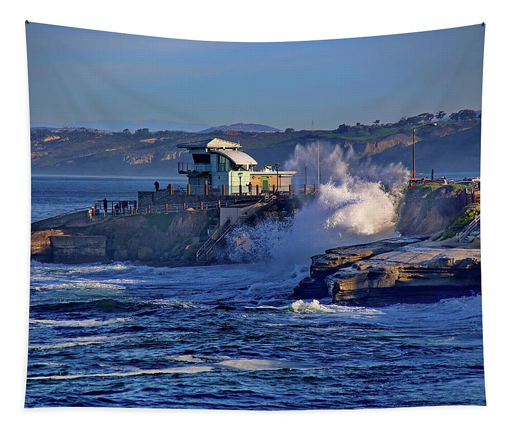 Children's Tapestry featuring the photograph Children's Pool La Jolla in Winter by Russ Harris
