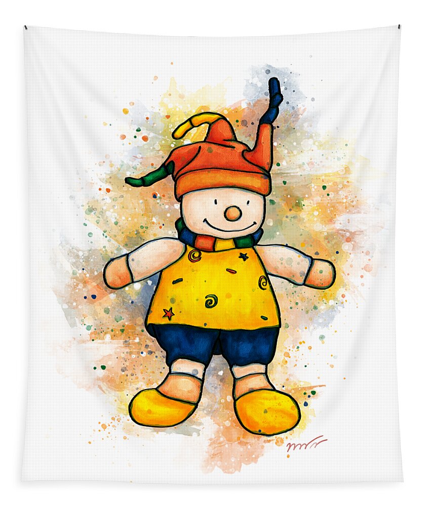 Children's Toy Tapestry featuring the painting Children's toy painting, clown toy by Nadia CHEVREL