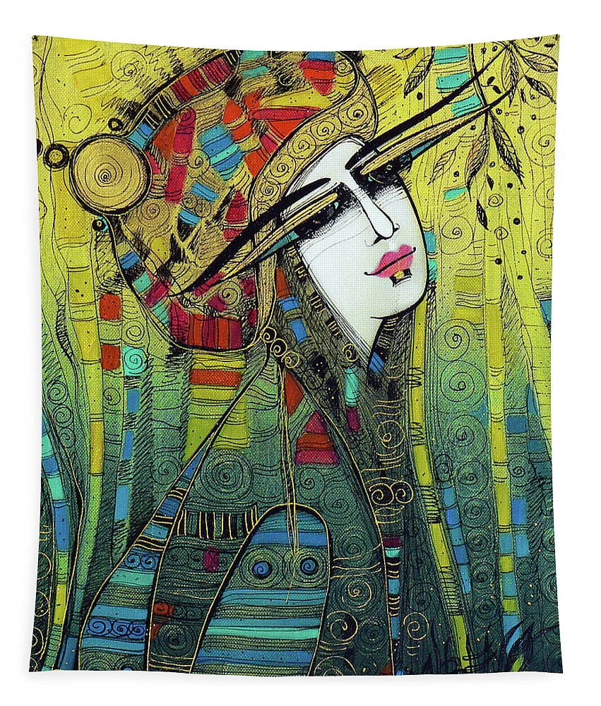 Albena Tapestry featuring the painting China girl by Albena Vatcheva