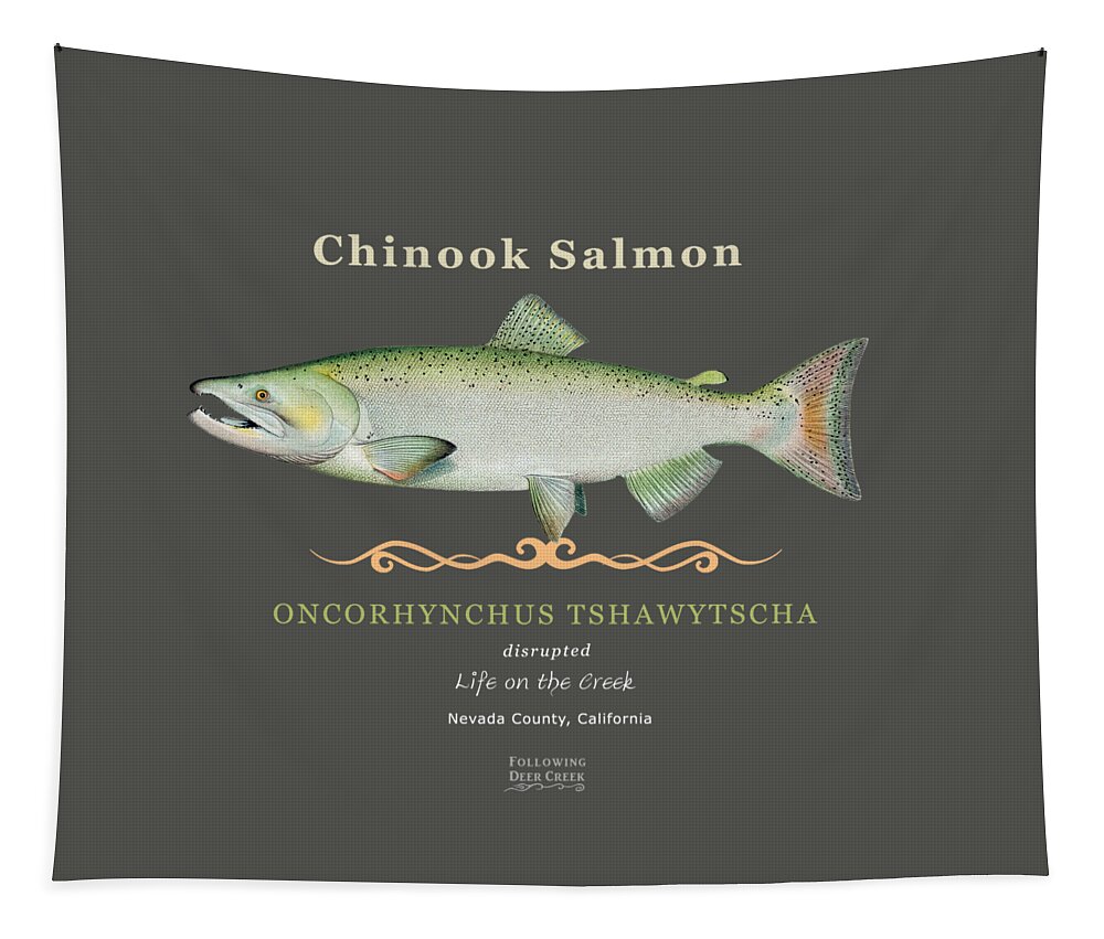Chinook Salmon Tapestry featuring the digital art Chinook Salmon oncorhynchus tshawytscha by Lisa Redfern