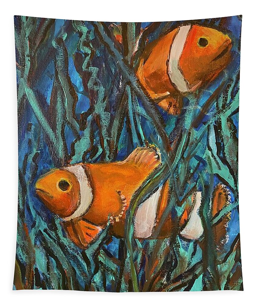 Fish Swim Water Choice Path Decisions Tapestry featuring the painting Choosing Own Path by Kathy Bee