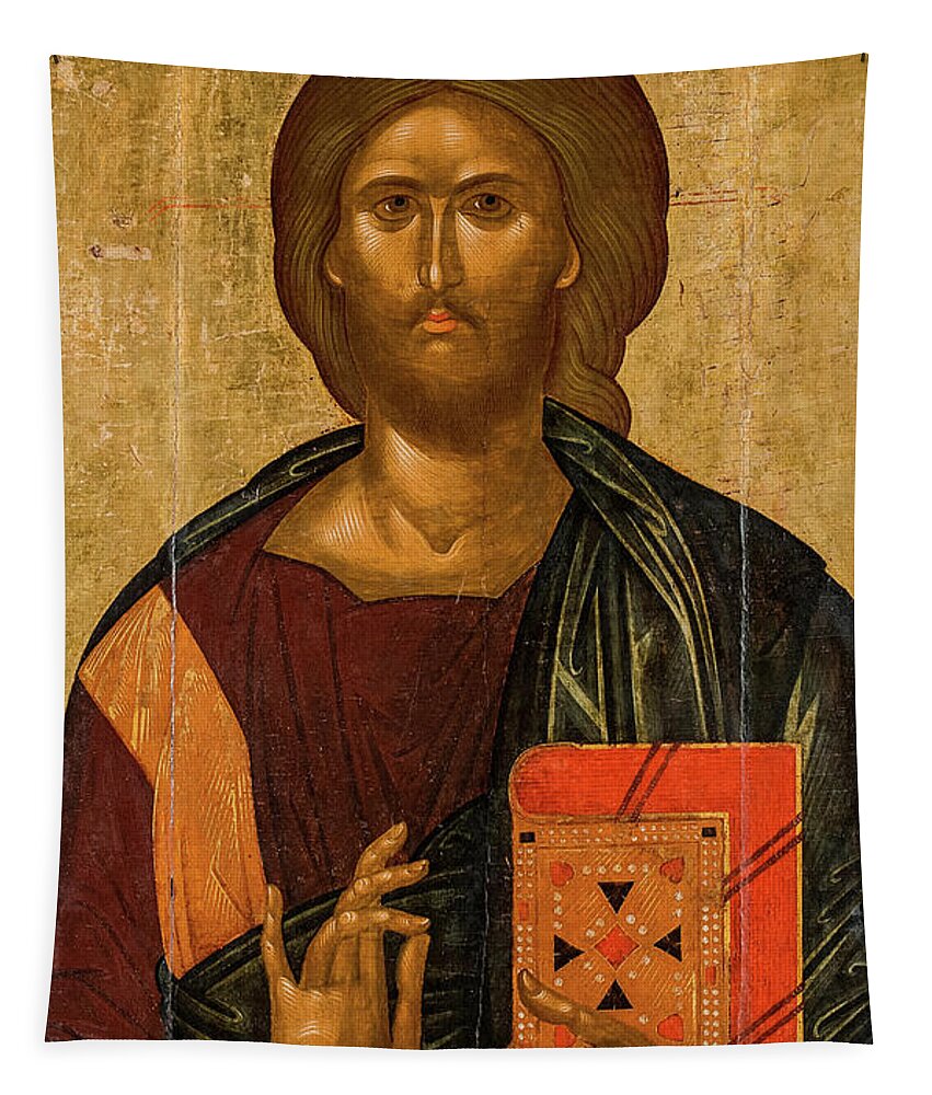 Small Tapestry Wall Hanging With Crosses Jesus Christ Pantocrator 