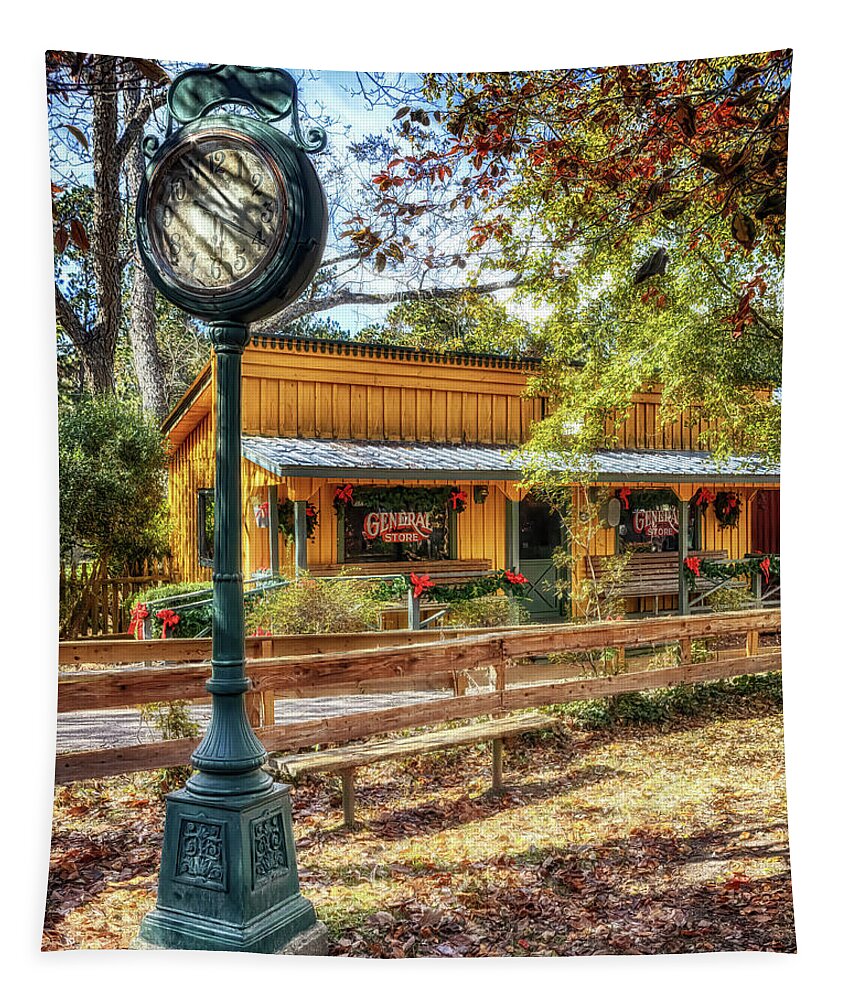 Landrums Tapestry featuring the photograph Christmas at Landrum's General Store by Susan Rissi Tregoning