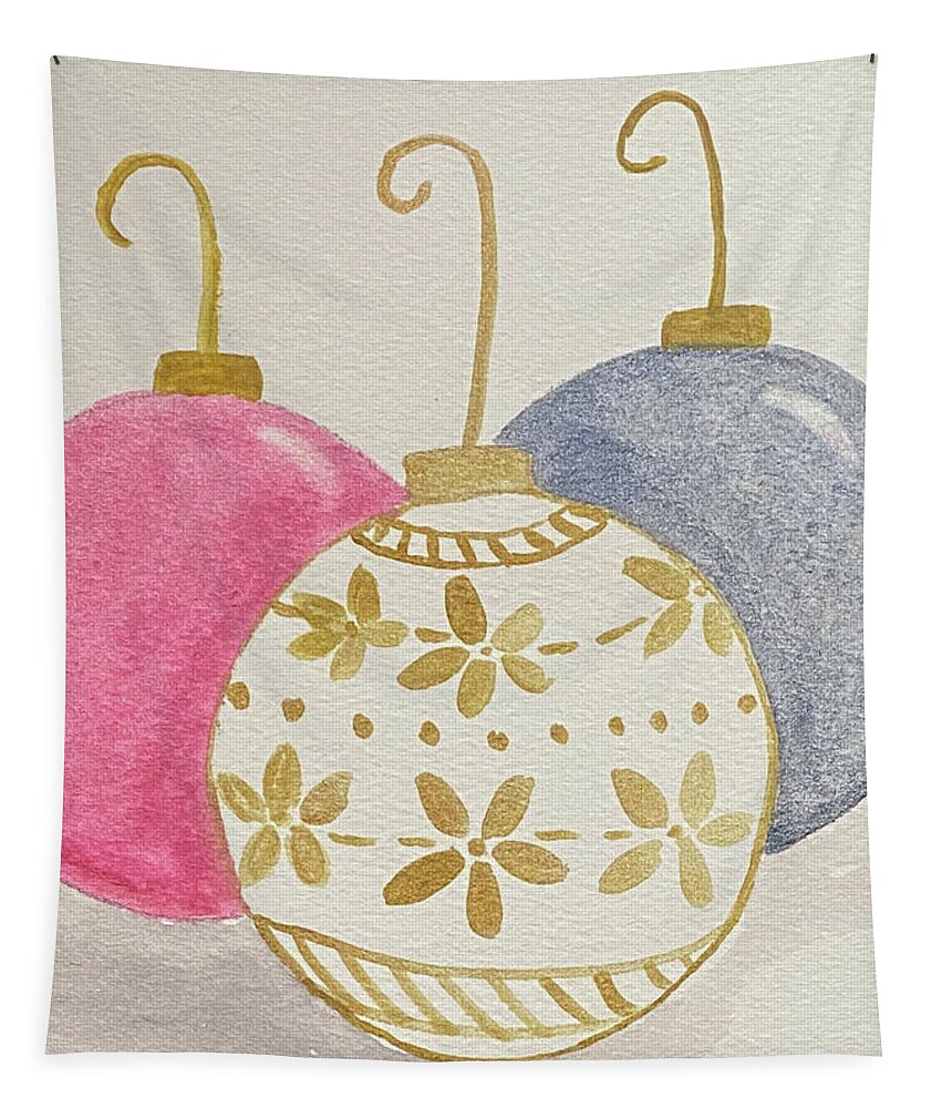 Ornaments Tapestry featuring the painting Christmas Balls by Lisa Neuman