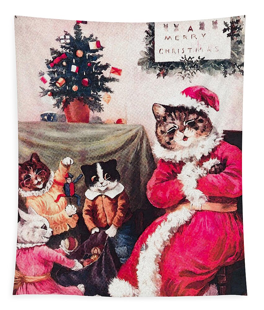 Christmas Cats by Louis Wain Tapestry