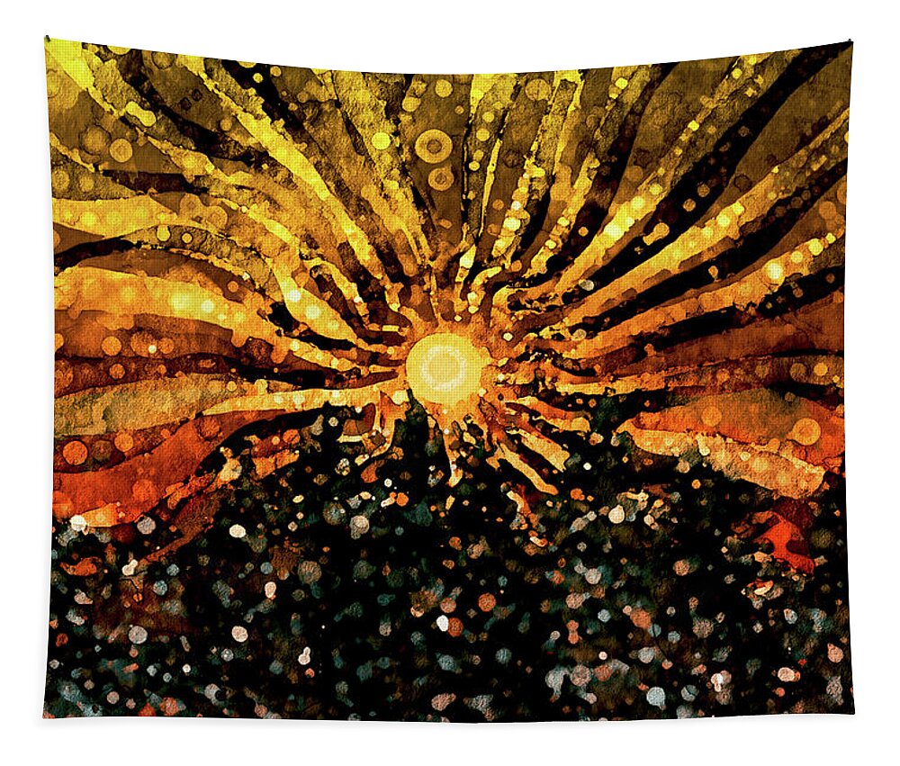 Abstract Sun Tapestry featuring the mixed media Christmas Dawn by Peggy Collins