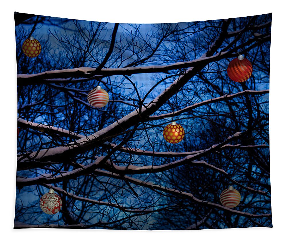 Christmas Tapestry featuring the mixed media Christmas Dusk by Moira Law