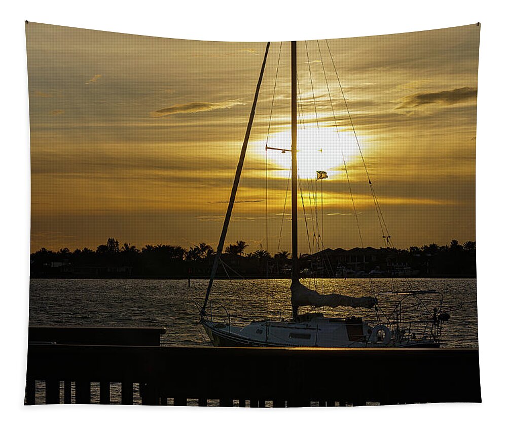 Sunset Tapestry featuring the photograph Christmas Eve sunset by Les Greenwood