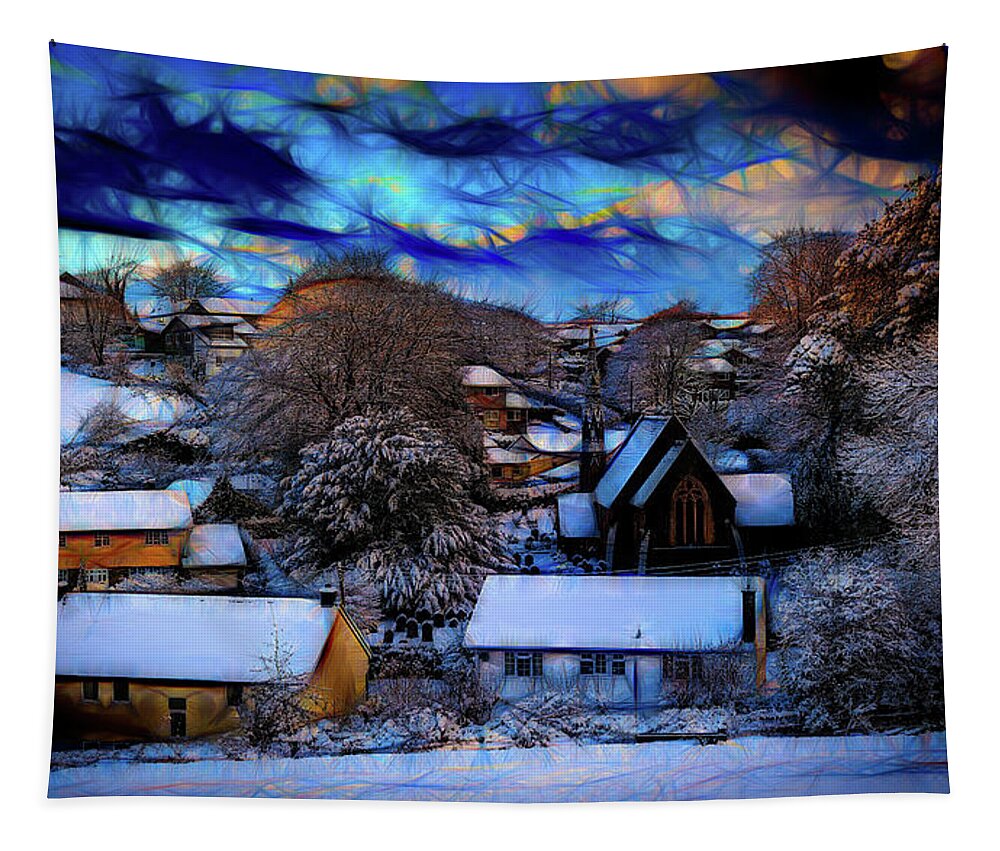 Wales Tapestry featuring the digital art Christmas in Pentyrch#3 by Richard Downs