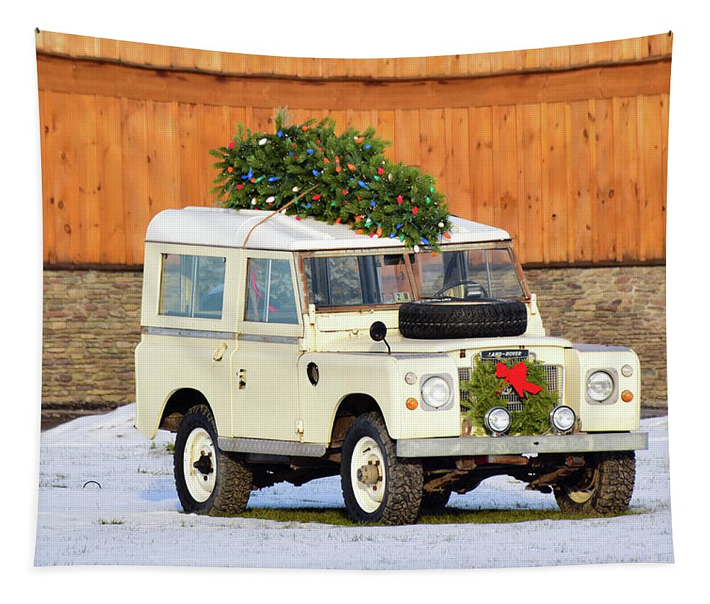 Land Rover Tapestry featuring the photograph Christmas Land Rover by Nicole Lloyd