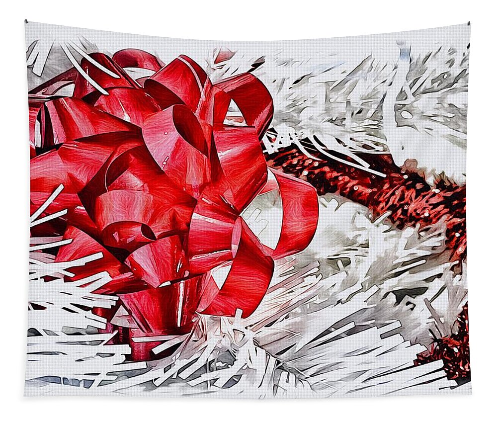 Digital Tapestry featuring the digital art Christmas Ribbon by Beverly Read