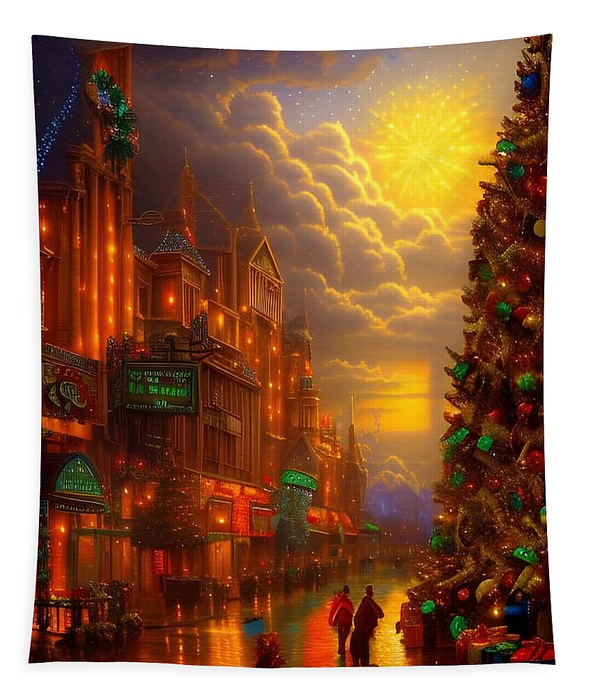 Digital Christmas Shopping Tapestry featuring the digital art Christmas Shopping on a Beautiful Day by Beverly Read