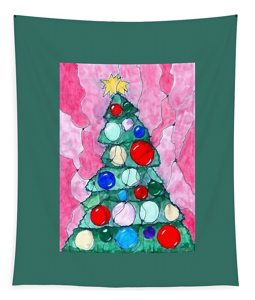 Christmas Tapestry featuring the drawing Christmas Tree by Quwatha Valentine