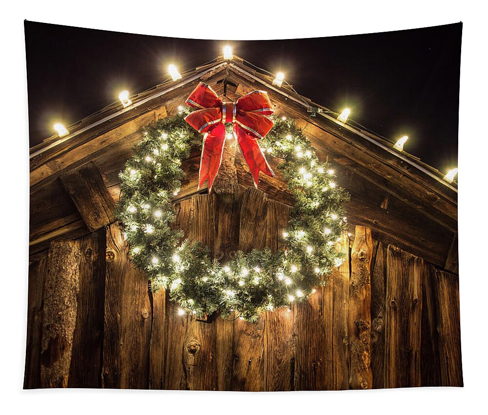 Christmas Tapestry featuring the photograph Christmas Wreath by Chuck Rasco Photography