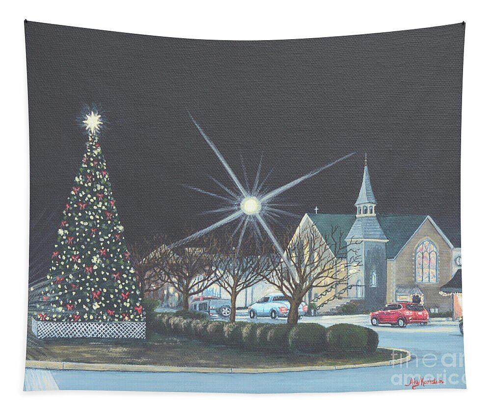 Christmastime Tapestry featuring the painting Christmastime in Leonardtown by Aicy Karbstein