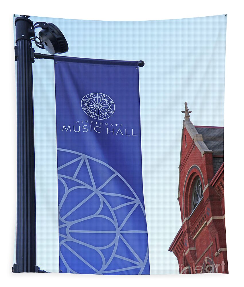Banner Tapestry featuring the photograph Cincinnati Music Hall Banner 9410 by Jack Schultz