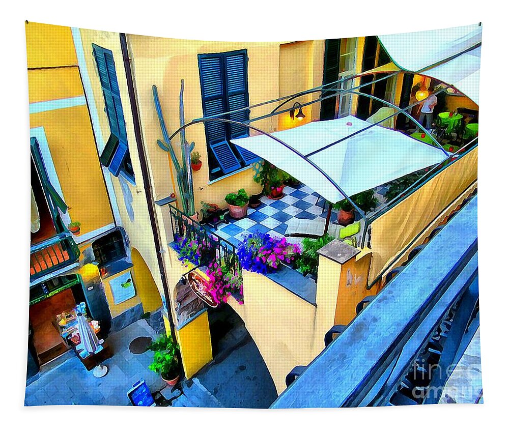 Cinque Terre Tapestry featuring the photograph Cinque Terre Balcony View by Sea Change Vibes