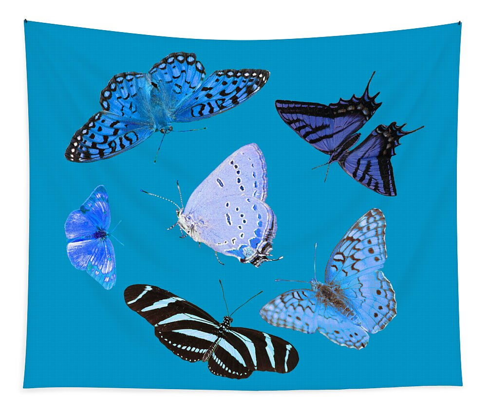 Blue Tapestry featuring the photograph Circle Of Blue Butterflies by Shane Bechler