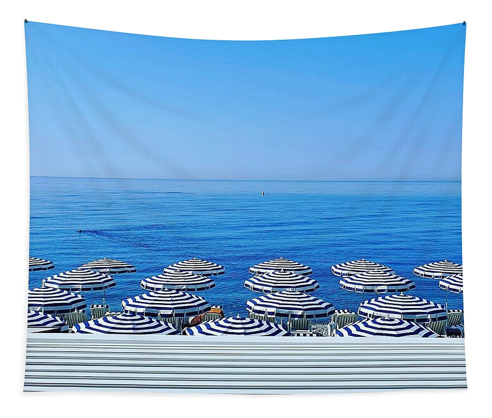 Beach Tapestry featuring the photograph Circles and Stripes by Andrea Whitaker