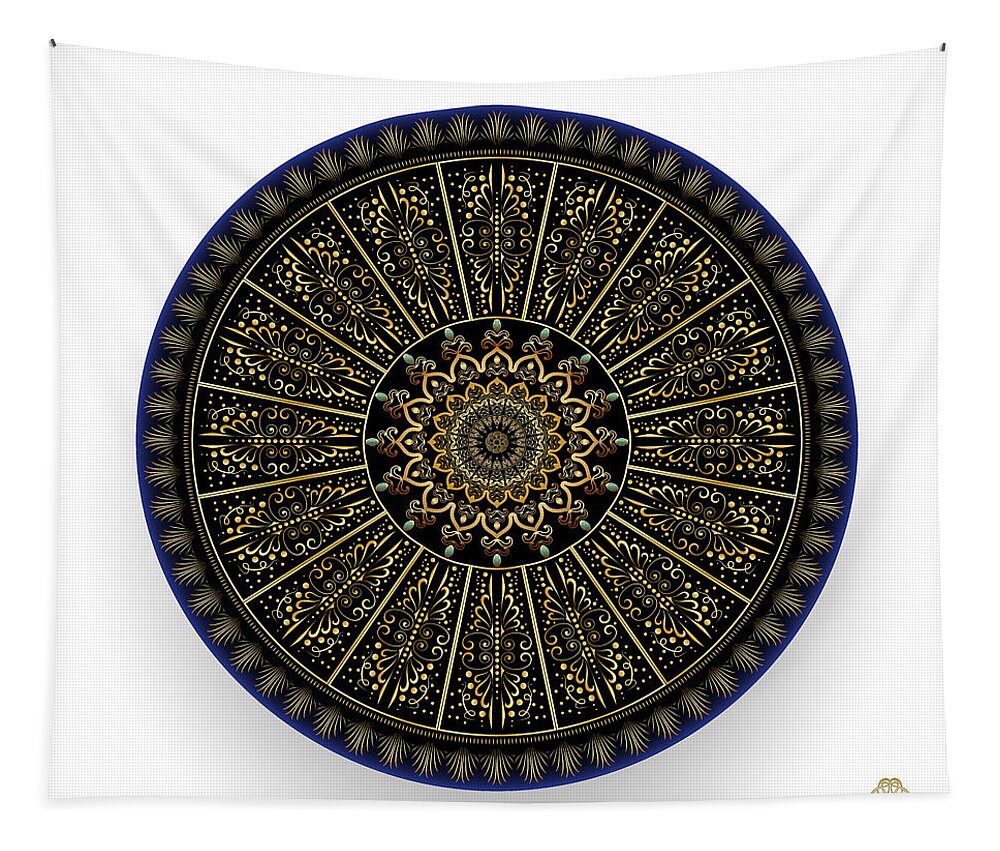 Abstract Graphic Mandala Tapestry featuring the digital art Circumplexical No 4131 by Alan Bennington
