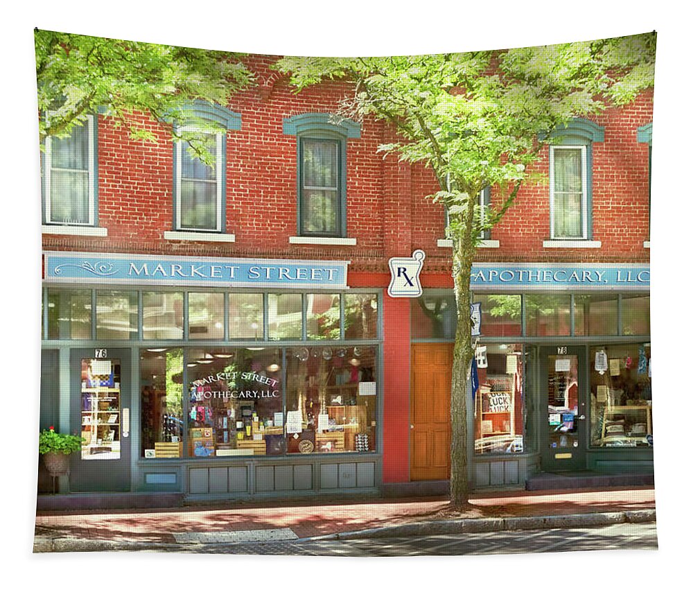Corning Tapestry featuring the photograph City - Corning, NY - Market Street Apothecary by Mike Savad