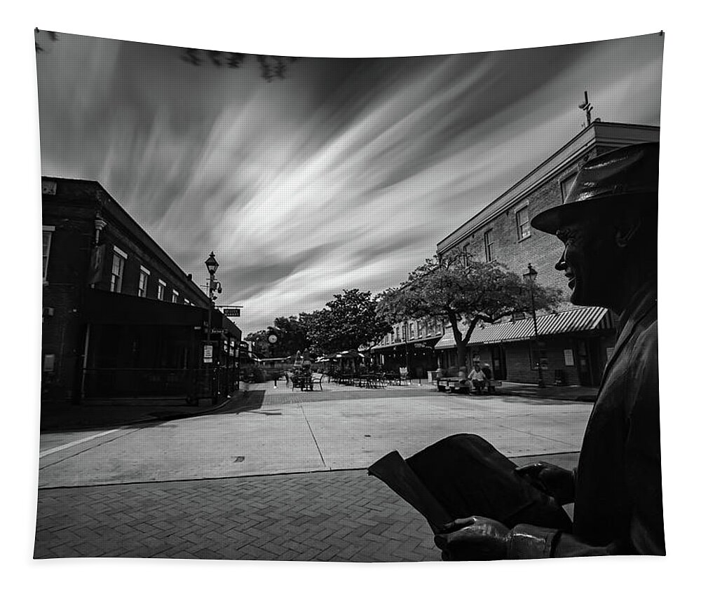 Savannah Tapestry featuring the photograph City Market in black and white by Kenny Thomas