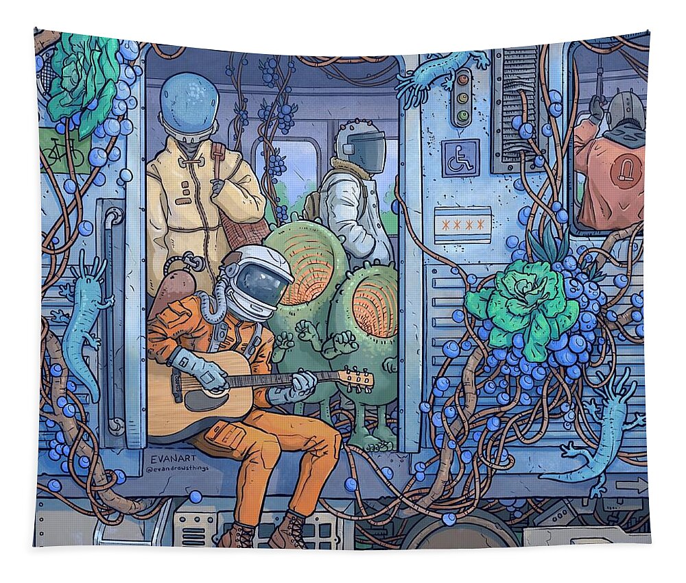 Digital Art Tapestry featuring the digital art City Train by EvanArt - Evan Miller