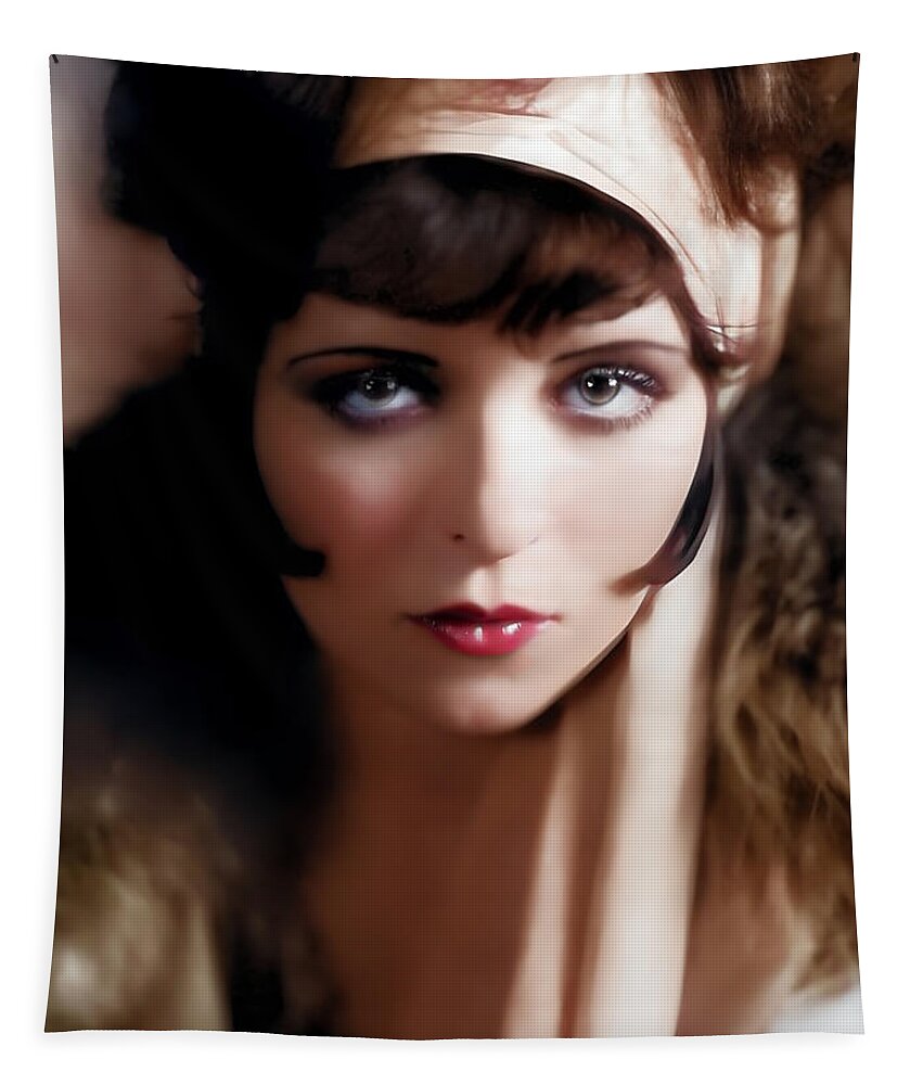 Clara Bow Portrait Tapestry featuring the digital art Clara Bow Portrait by Chuck Staley