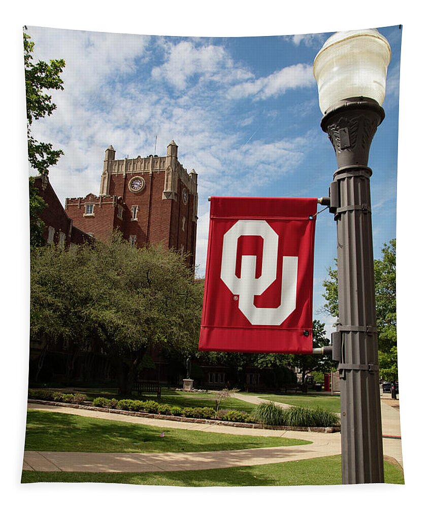 Big 12 Tapestry featuring the photograph Clara E. Jones Administration at University of Oklahoma by Eldon McGraw