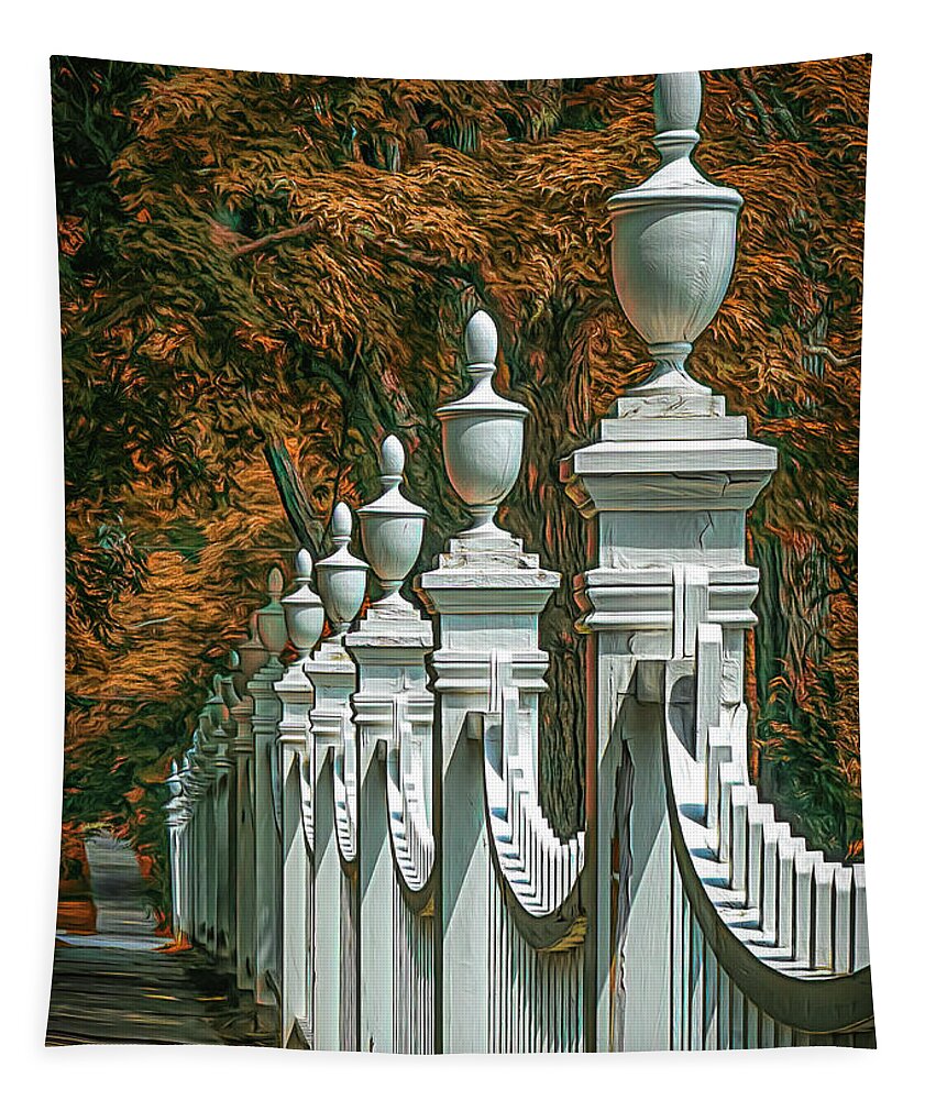 Fence Tapestry featuring the photograph Classical Fence in Autumn by Ginger Stein