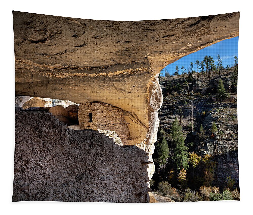 Gila Cave Dwellings Tapestry featuring the photograph Cliff Dwelling 4 by Endre Balogh