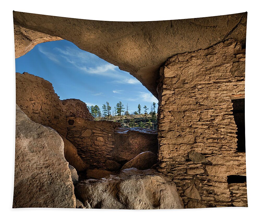 Gila Cave Dwellings Tapestry featuring the photograph Cliff Dwelling 5 by Endre Balogh