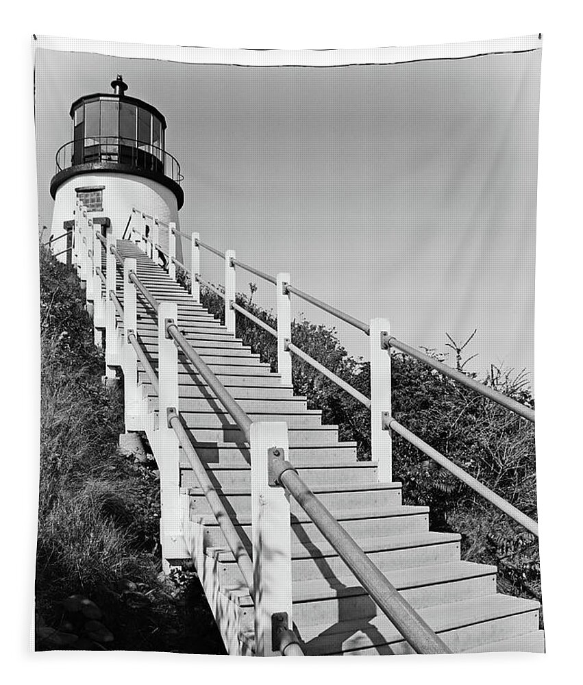 Seascape Tapestry featuring the photograph Climb up to Owls Head Light by Mike Martin